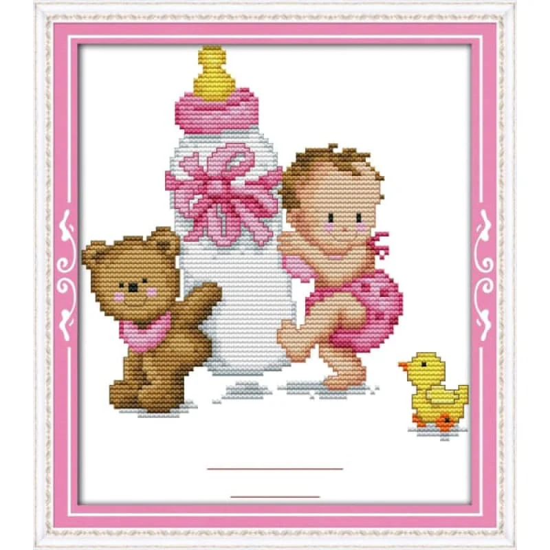 Bottle baby's birth certificate (pink)