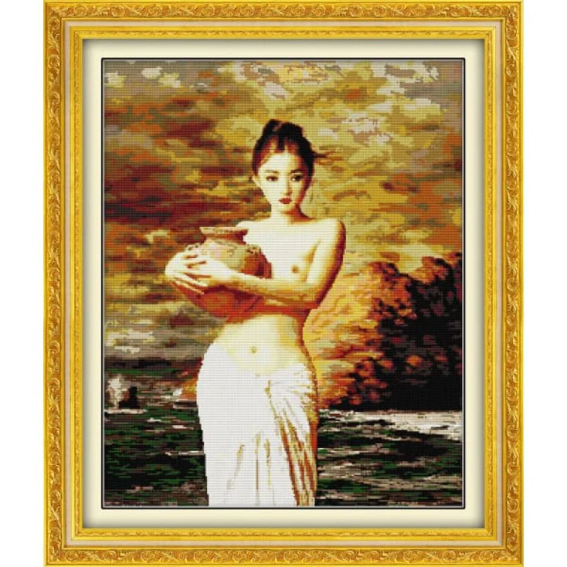 Girl holding pottery